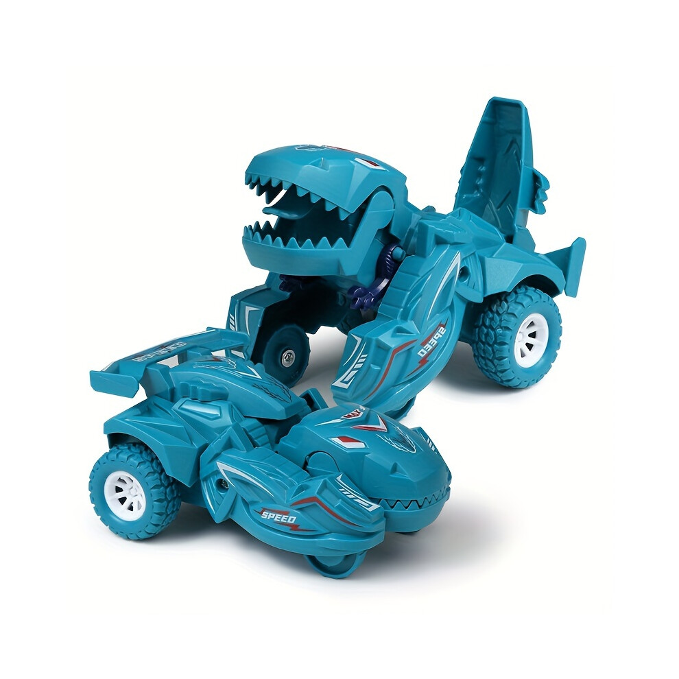 (Light Blue) Transforming Dinosaur Car Toys, 2in 1 Automatic Dinosaur Transform Car Toy, Dinosaur Transformer Toy for Kids Christmas, Halloween,-image-OPC-PHZ5MG7-NEW