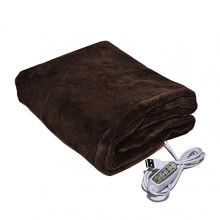 (Coffee) Usb heating travel machine washable for sofa bed 3 levels portable electric blanket winter warm soft plush car shawl camping