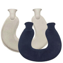 (BLUE) U-shaped Hot Water Bottle For Neck And Shoulder,knitted Navy Blue