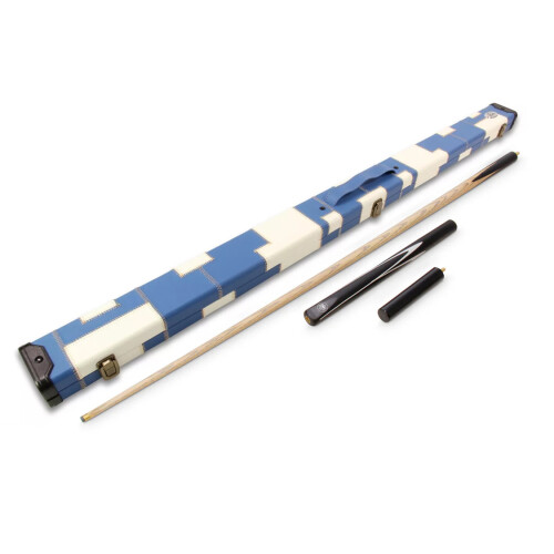Striker 3/4 Jointed Snooker Pool Cue Set + Deluxe White and Blue Case