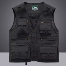 (Black, M) Men Tactical Vest Coat Casual Photographer Waistcoat Mesh Work Sleeveless Jacket