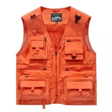 (Orange, 3XL) Men Tactical Vest Coat Casual Photographer Waistcoat Mesh Work Sleeveless Jacket