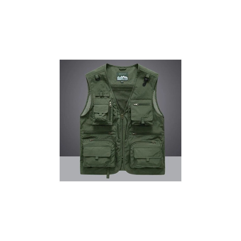 (Green, 3XL) Men Tactical Vest Coat Casual Photographer Waistcoat Mesh Work Sleeveless Jacket 4059136352947