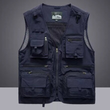 (Navy Blue, 3XL) Men Tactical Vest Coat Casual Photographer Waistcoat Mesh Work Sleeveless Jacket