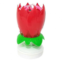Exquisite Lotus Flower Shape Rotating Musical Candle Disposable Candles Birthday Party Gifts Kids Cake DIY Decorations New8 candles red