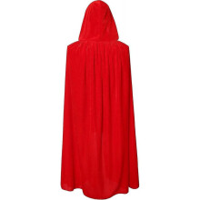 (110cm, red) Velvet Hooded Cape Unisex Halloween Cloak Devil Witch Wizard Halloween Christmas Cosplay