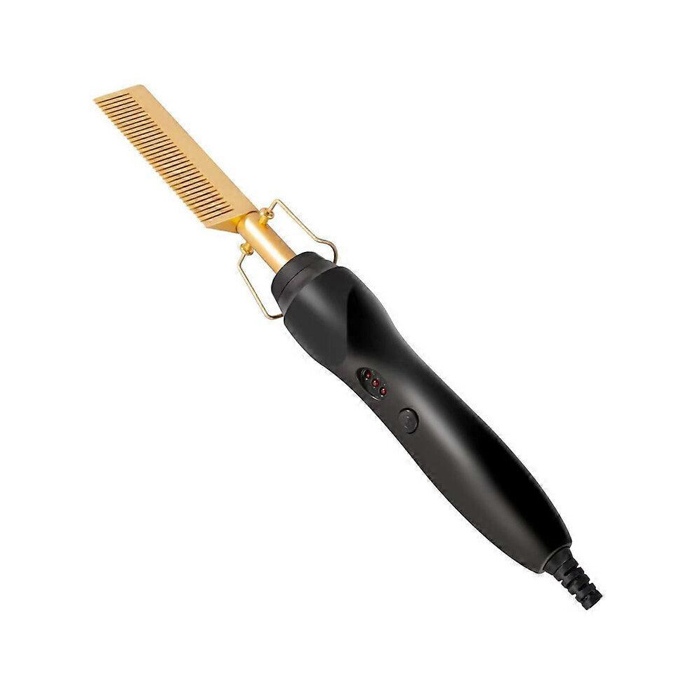 Black/Gold Straightening Brush, Straightening Brush With Ionic Technology, Ceramic Coating, Technical Straightener For Wet And Dry Hair ( Gold)
