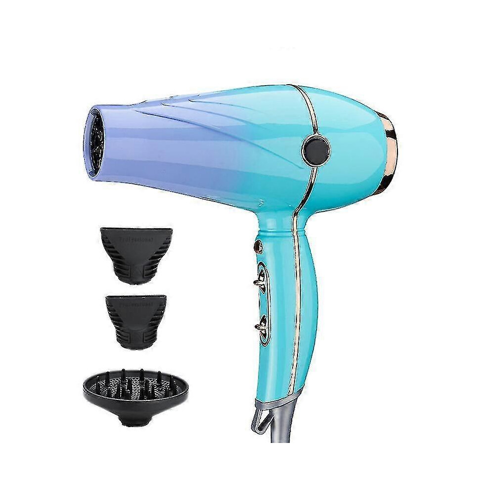 High-power Professional Ceramic Salon Hair Dryer With Diffuser And Concentrator Negative Ionic Blow DryerBlue