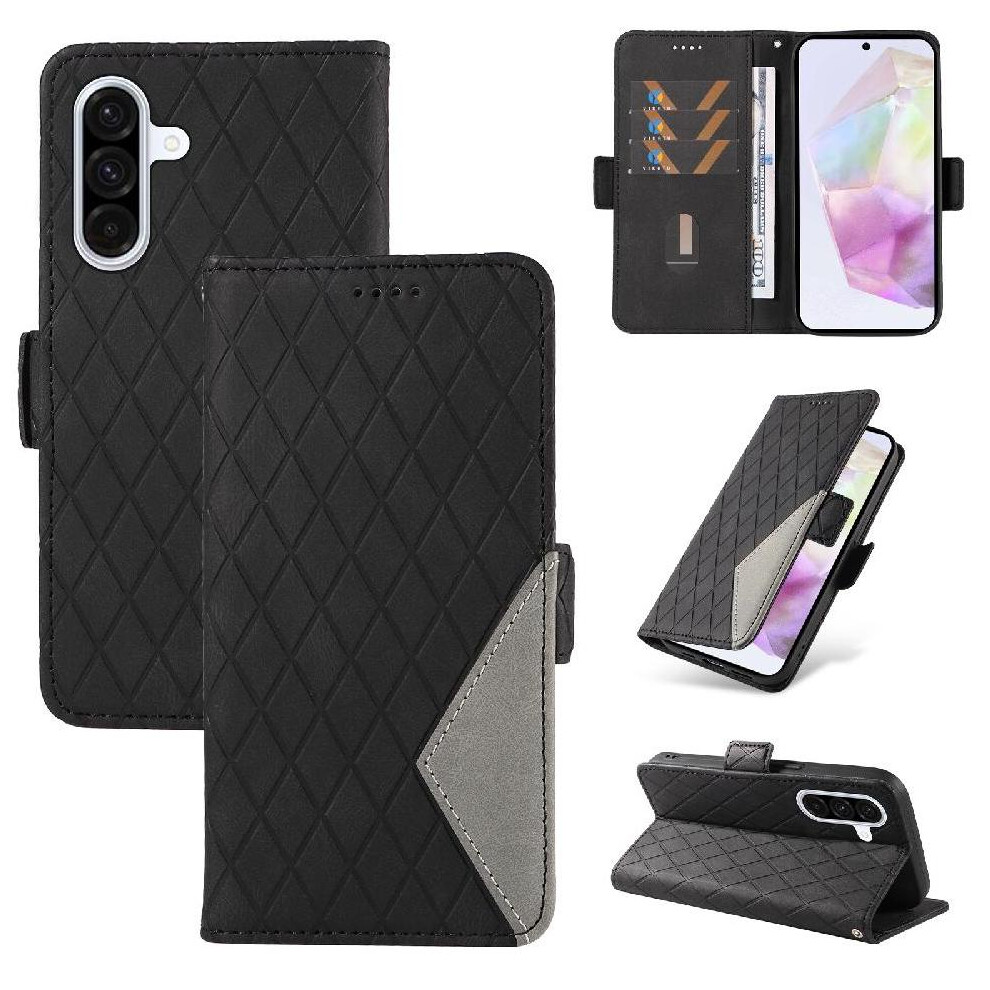 Photos - Case Flip for Samsung Galaxy A56 5g Stylish Protective Phone Two Color Splicing Patterns with Card Slot and Han(Black)