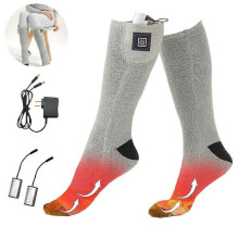 (gray) 1 Pair Heated Socks With Rechargeable Electric Battery For Men Women Thermal Foot Warmer