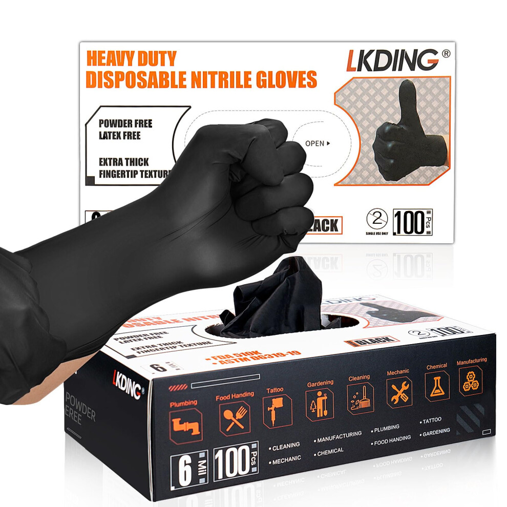 Black Nitrile Gloves, Latex-Free, Powder-Free, 6 Mil, Food Safe, Cooking, Cleaning Disposable Gloves 477169059086