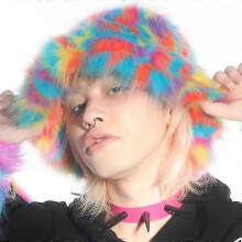 (COLOR 1) Women Furry Fisherman Hat Faux Fur Bucket Cap Winter Ear Warmer