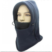 (Blue-black) Balaclava Winter Bib Warmth Full Face Mask Hooded Windproof Ski Riding Hat