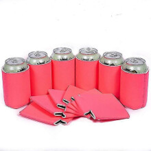 (Pink) MIMIGO 6 Pack Blank Beer Can Coolers Sleeves Neoprene Beer Can Cooler Drink Bottle Holder Sleeve