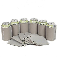 (Grey) MIMIGO 6 Pack Blank Beer Can Coolers Sleeves Neoprene Beer Can Cooler Drink Bottle Holder Sleeve