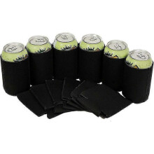 (Black) MIMIGO 6 Pack Blank Beer Can Coolers Sleeves Neoprene Beer Can Cooler Drink Bottle Holder Sleeve