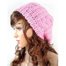 (Pink) Women Knitted Slouch Beanie Hat Winter Warm Beret Crochet Ski Cap