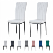 (BEIGE, PACK OF 2) Velvet High Back Chairs Soft Seat Metal Legs Elle