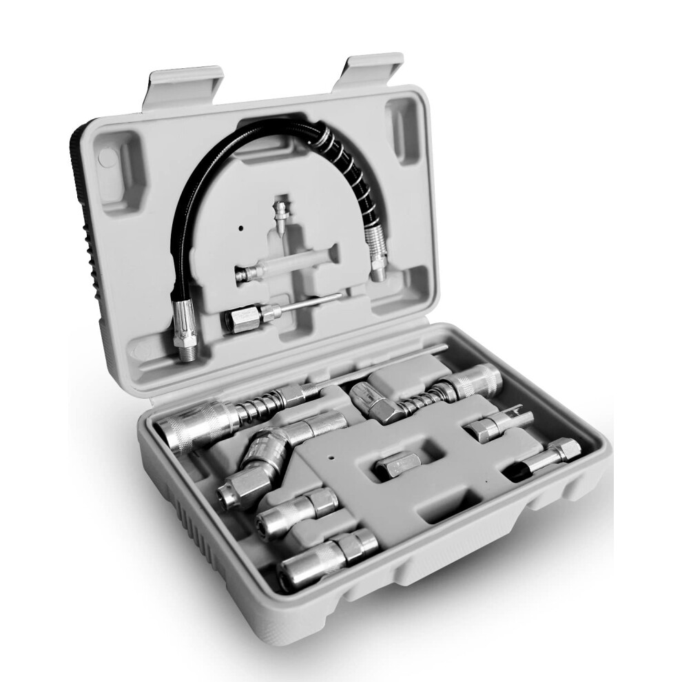Grease Gun Accessory Set 12 Piece, Grease Coupler Kit and Grease Gun Attachments Kit with Carrying Case-image-OPC-PHZ5RGD-NEW