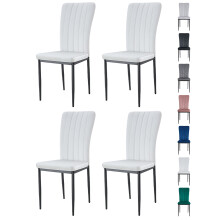 (BEIGE, PACK OF 4) Velvet High Back Chairs Soft Seat Metal Legs Elle