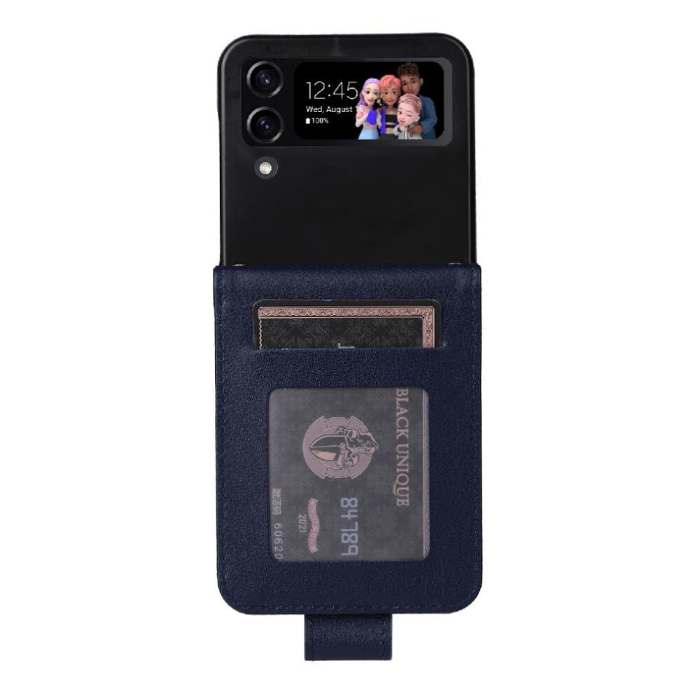 (Blue) Flip Case For Samsung Galaxy Z Flip4 Pu Leather Wrist Strap Kickstand Magnetic Card Holder Wallet Case Blue 764563076321