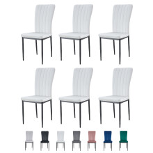 (BEIGE, PACK OF 6) Velvet High Back Chairs Soft Seat Metal Legs Elle