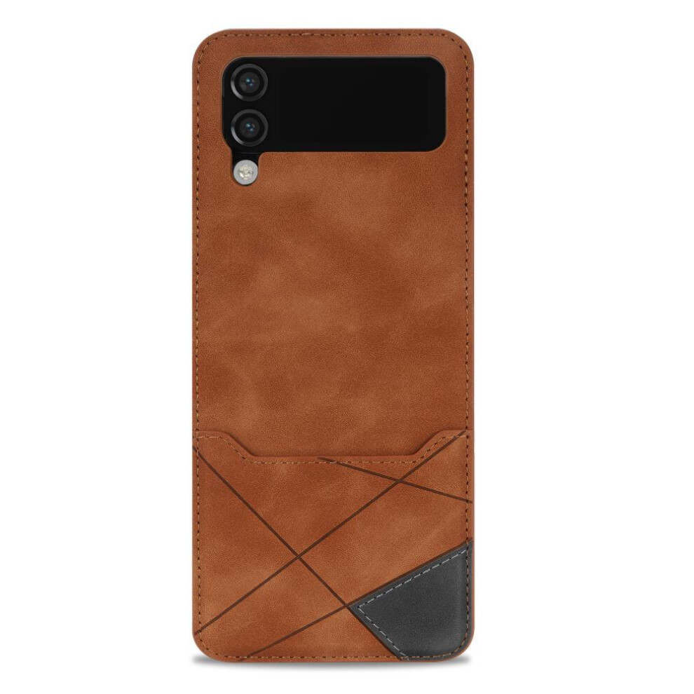 (Brown) Wallet Case For Samsung Galaxy Z Flip4 5 Card Holders Kickstand Magnetic Closure Wrist Strap Brown 764563076512