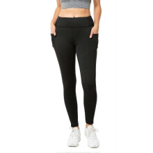 (Medium) Womens Sherpa Warm Fleece-Lined High-Waist Leggings 28-Inch Inseam in Black