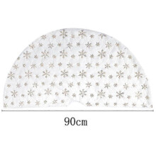 (90cm Gold) Christmas White Tree Skirt Xmas Tree Skirt For Holiday Tree Home Decorationswith Sequin Snowflakes