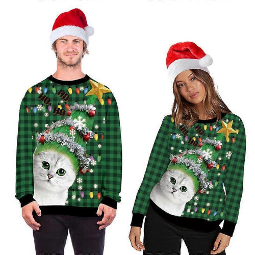 (L) Mens/Womens Ugly Christmas Sweatshirt 3D Unique Hilarious Graphic Pullover Shirt 2