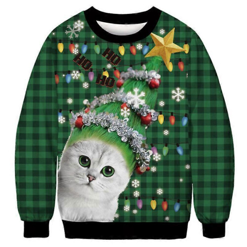 (L) Mens/Womens Ugly Christmas Sweatshirt 3D Unique Hilarious Graphic Pullover Shirt