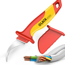 Insulated withstand Voltage Electrician Knife VDE 1000V Cable Stripping Knife Straight Curved Hook Fixed Blade Wire Strippe (VDE Sickle Stripper)