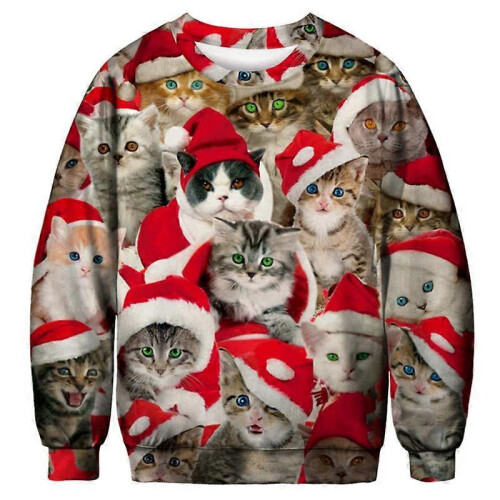 (L) Unsiex 3D Printed Pullover Christmas Sweatshirts Graphic Long Sleeve Shirts