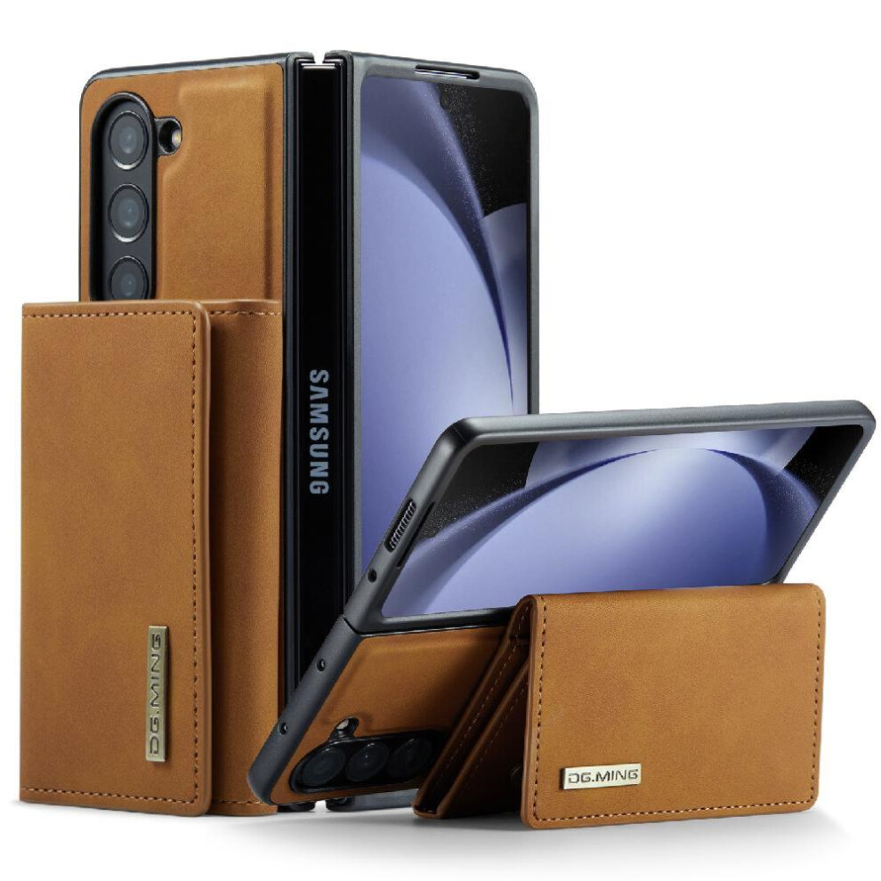 Photos - Case  Wallet  for Samsung Galaxy Z Fold 5 Protective Magnetic Pu Leather Flip Kickstand Card Slots(Brown)