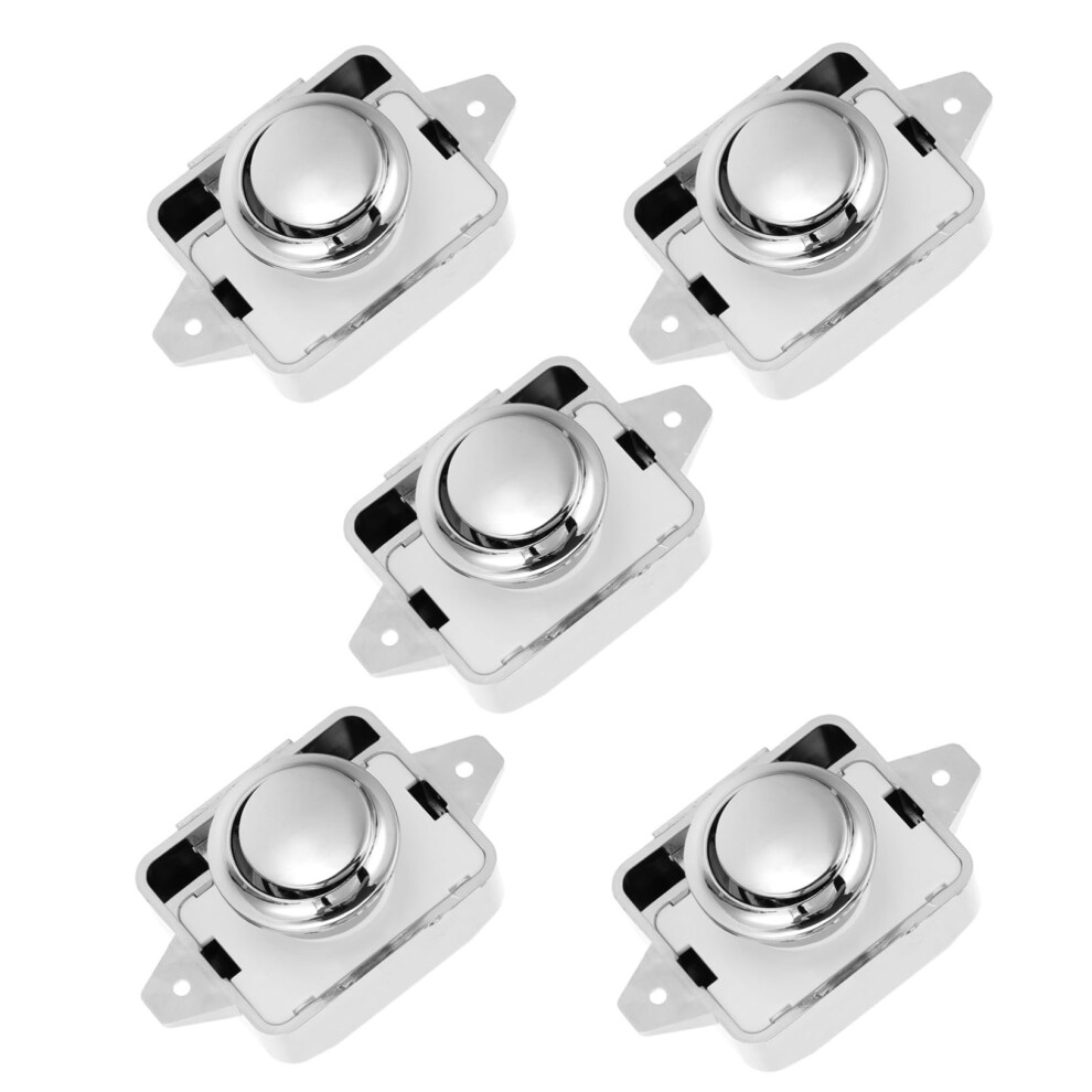5Pcs Push Button Switch Lock Door Lock Catch Push Button Latch Latches Door Catch Knobs Zinc Alloy Silver 477169063243