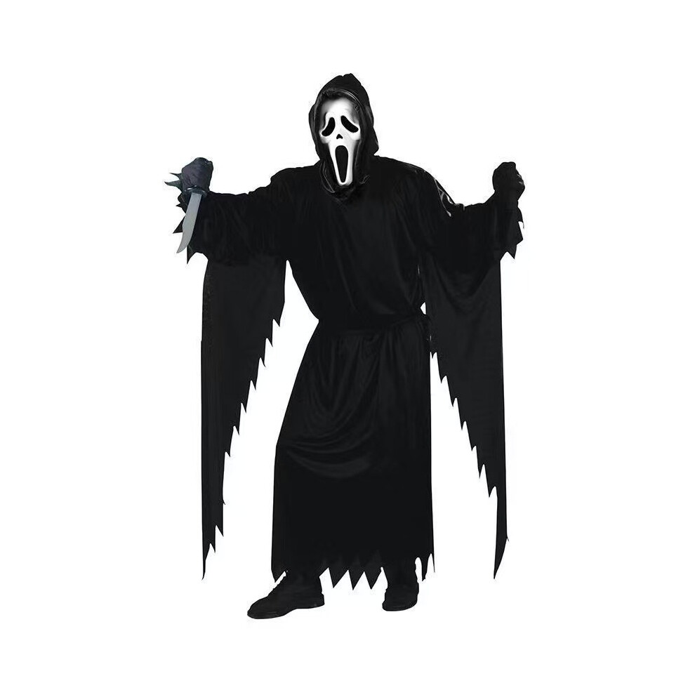 (Clothes + Mask, aldult-L) Halloween Scream Performance Costume Children Adult Party Dance Costume Death Zombie Costume Props
