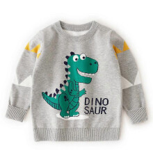 (130CM, GRAY) Toddler Boys Knit Sweater Sweatshirts Fashion Long Sleeve Santa Claus Dinosaur Crewneck Kids Tops