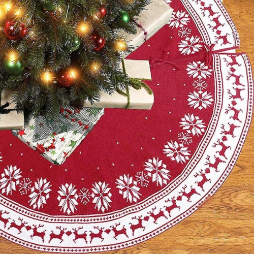 (90CM) Christmas Tree Base Decorations 90cm 122cm Knitted Christmas Tree Skirt 1