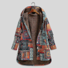 (XL, orange) Women Loose Hooded Coat Fleece Lining Buttoned Plus Size Winter Warm Long Coat Outwear