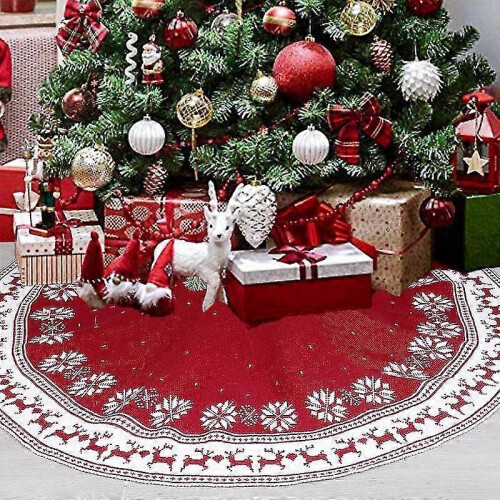 (122CM) Christmas Tree Base Decorations 90cm 122cm Knitted Christmas Tree Skirt 2