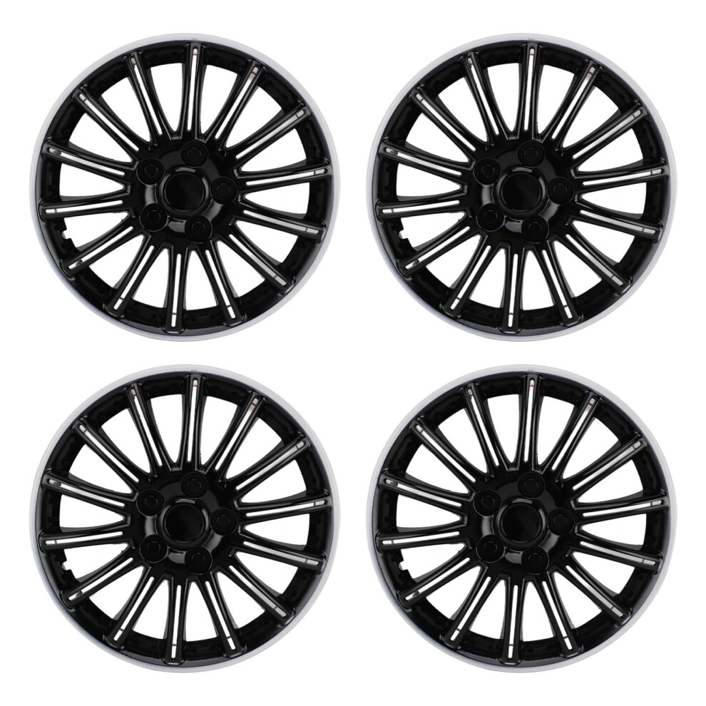 4Pcs Wheels Rim Cover 13 Inch Sturdy Black/White 9121376742965