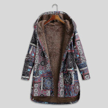(XL, orange) Women Loose Hooded Coat Fleece Lining Buttoned Plus Size Winter Warm Long Coat Outwear