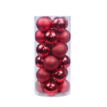 (red 6cm) 24 Pieces 6cm Shatterproof Christmas Ball Ornaments Xtmas Tree Wedding