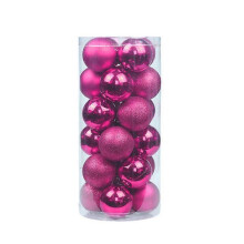 (Rose red 6cm) 24 Pieces 6cm Shatterproof Christmas Ball Ornaments Xtmas Tree Wedding