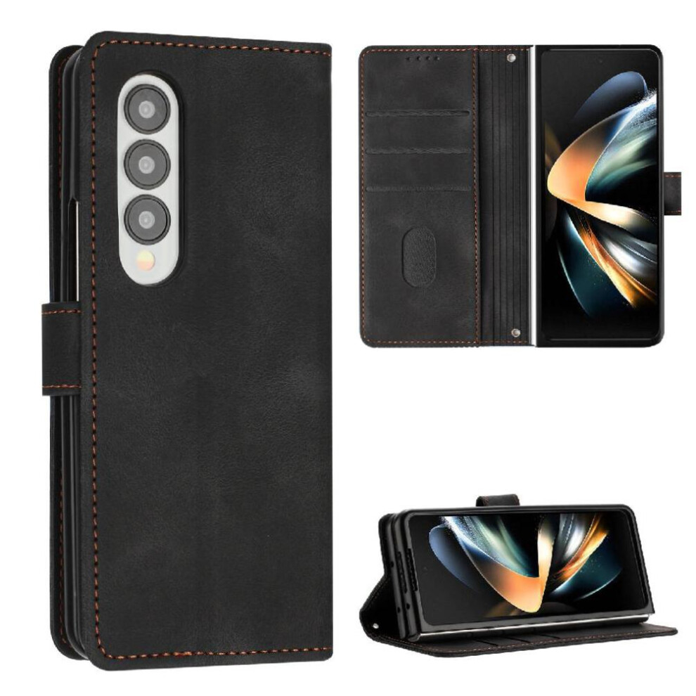 (Black) Flip Case For Samsung Galaxy Z Fold 3 5G Pu Leather Kickstand Wallet Card Insertion Black 764563079131