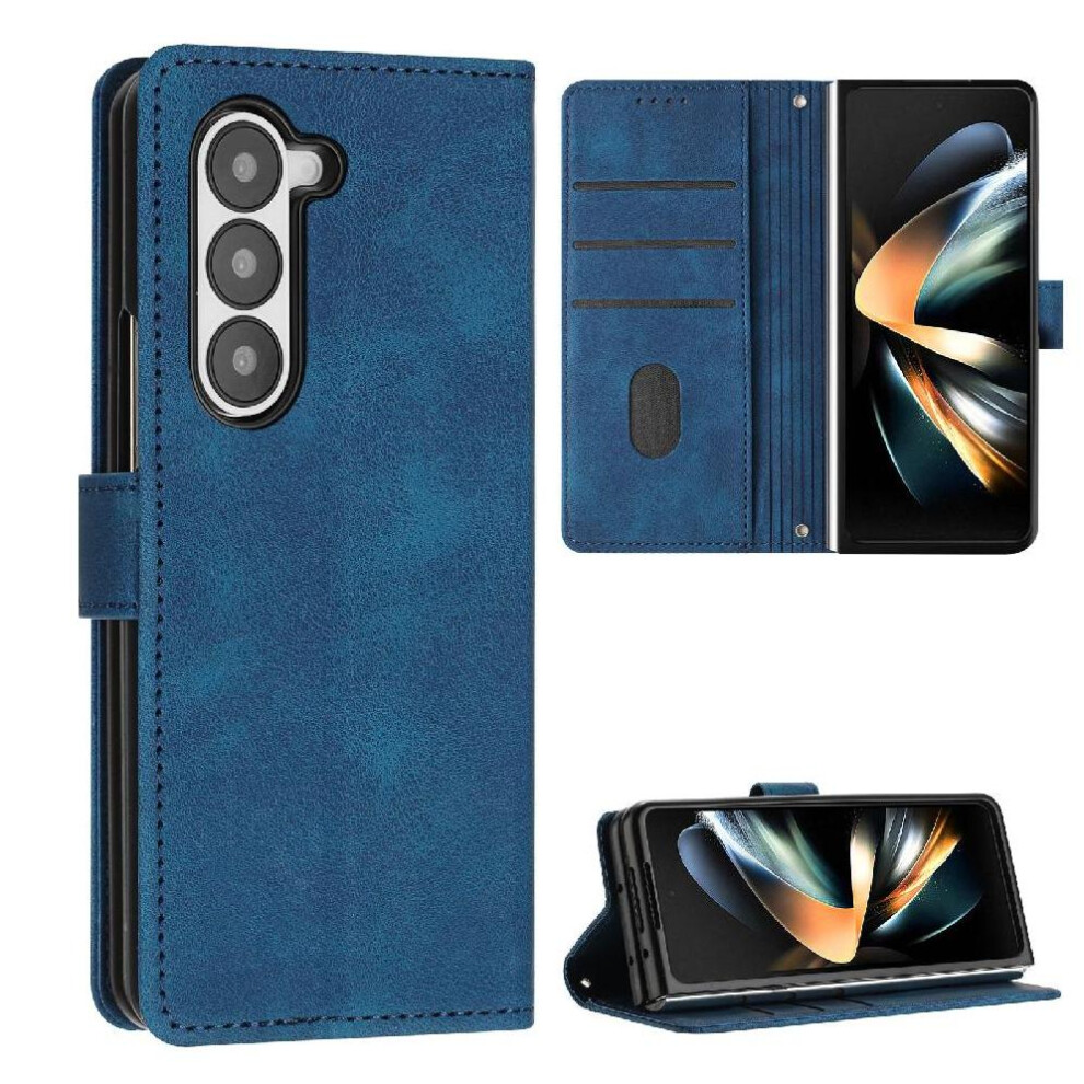 (Blue) Flip Case For Samsung Galaxy Z Fold 5 5G Kickstand Card Insertion Pu Leather Wallet Blue 764563079247