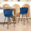 Homcom (Blue) HOMCOM Set of 2 Barstools with Petal Backrest for Kitchen Island 1