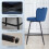 Homcom (Blue) HOMCOM Set of 2 Barstools with Petal Backrest for Kitchen Island 6