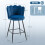 Homcom (Blue) HOMCOM Set of 2 Barstools with Petal Backrest for Kitchen Island 3