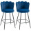 Homcom (Blue) HOMCOM Set of 2 Barstools with Petal Backrest for Kitchen Island 2